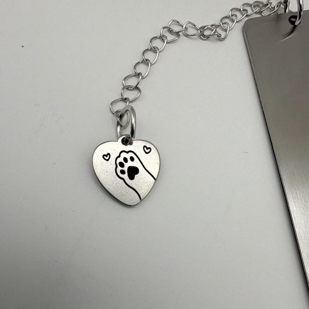 Metal Cat Bookmark Paw Heart Charm 